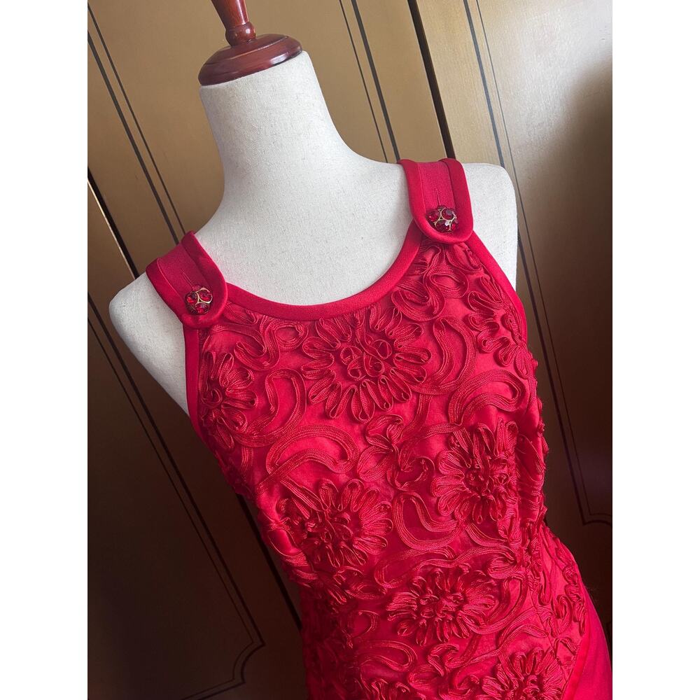 Vintage evening dress in red by Bill Blass, size 6 - Picture 3 of 8